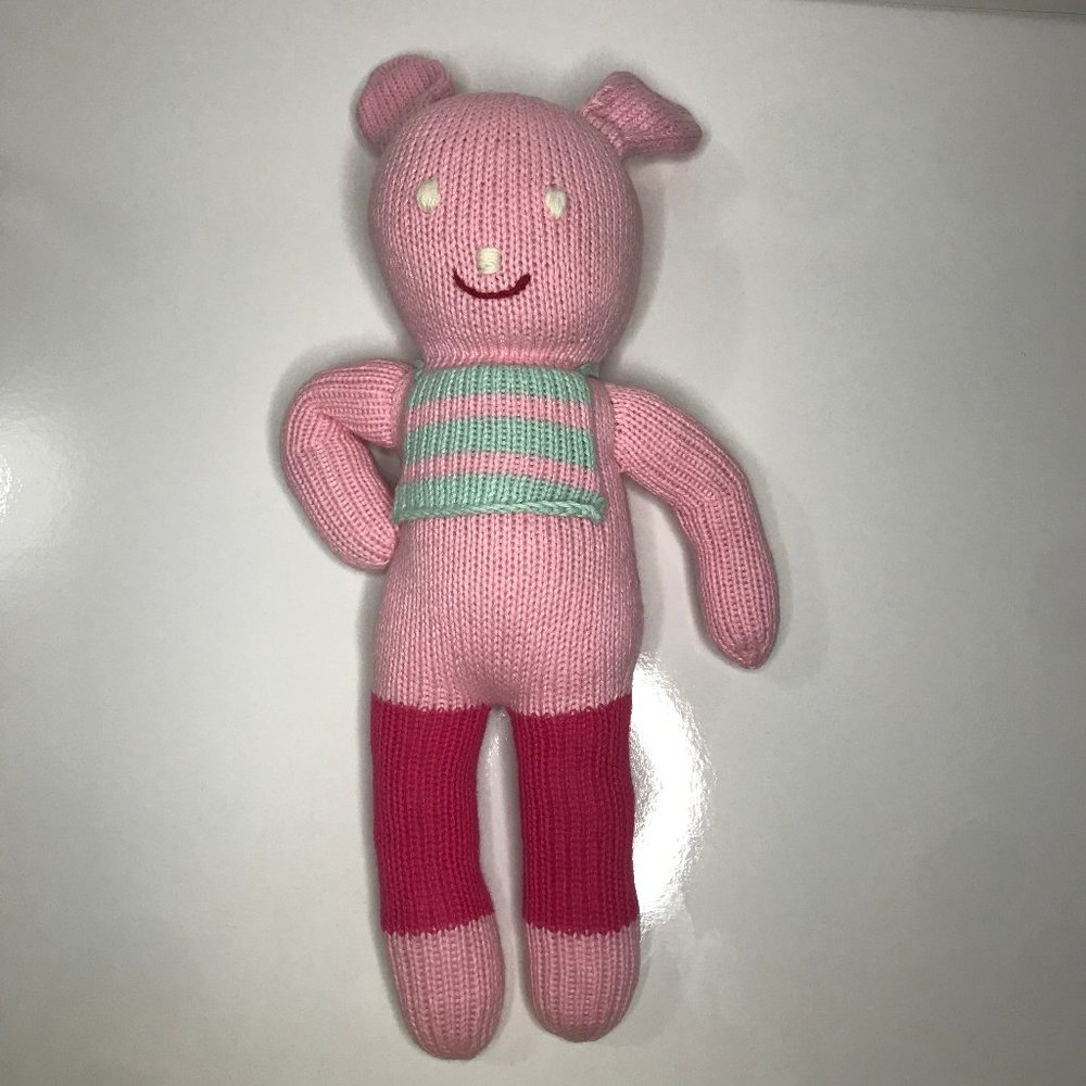 Hand Knitted Pink Bunny Handmade Stuff Toy Crochet